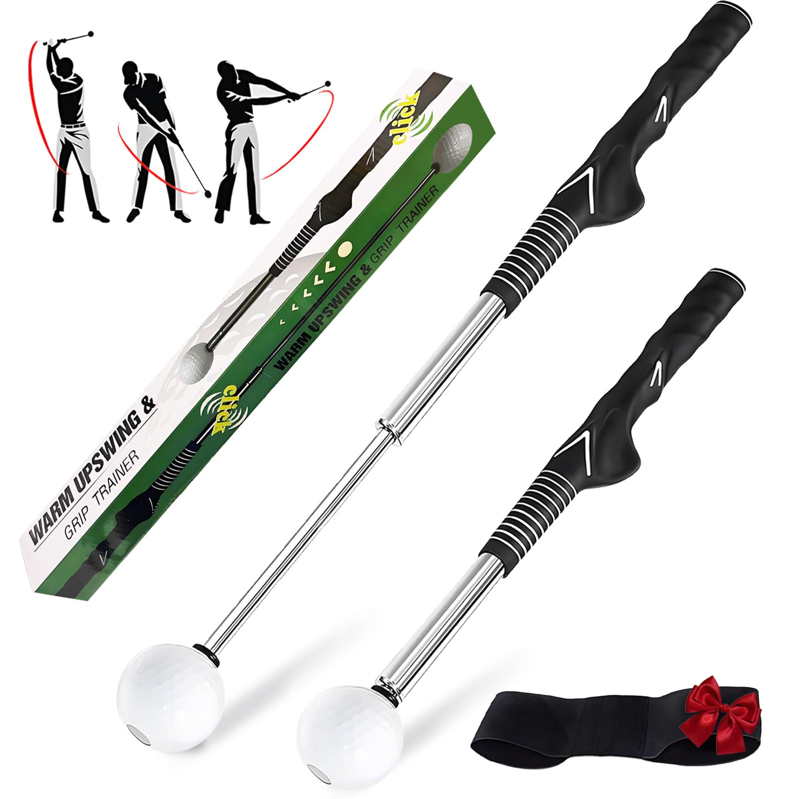 Retractable Golf Swing Trainer & Golf Grip Trainer for Warm-up